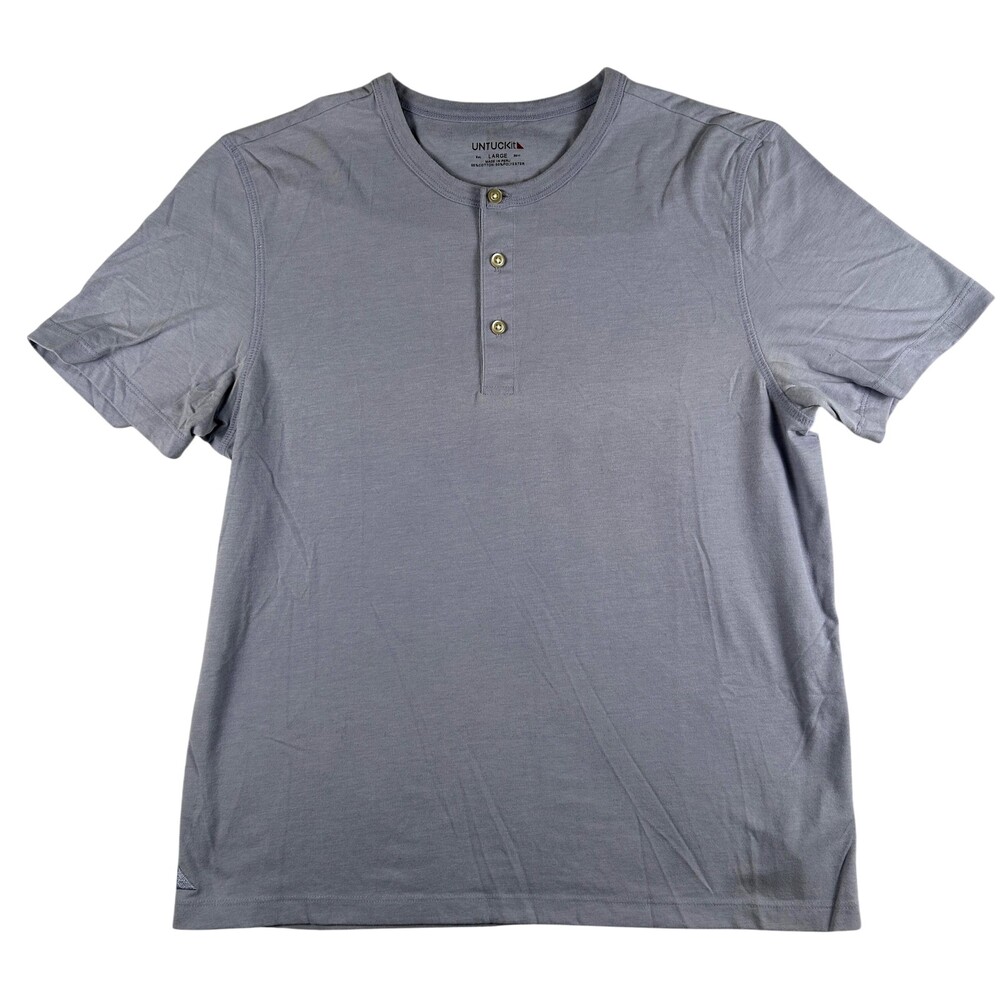 UNTUCKit Shirt Mens Large Purple Jericho Henley Short Sleeve Cotton Blend Tee